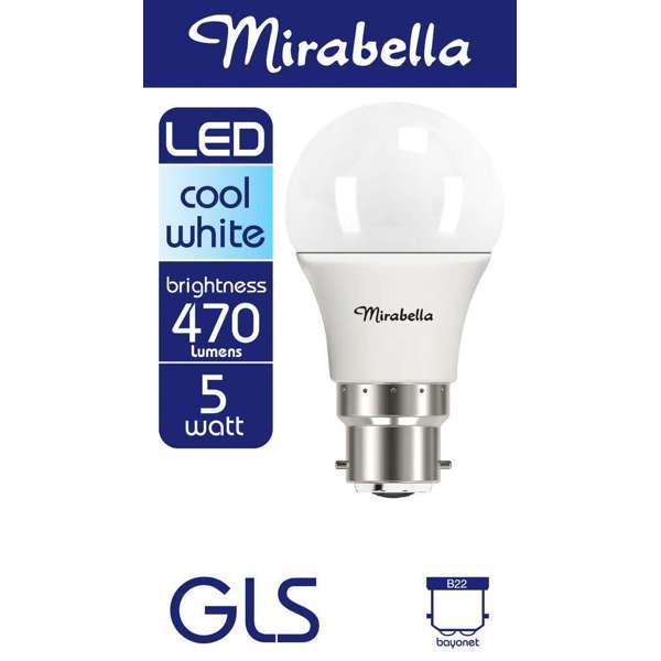 Mirabella LED GLS Globe 5W BC Cool White