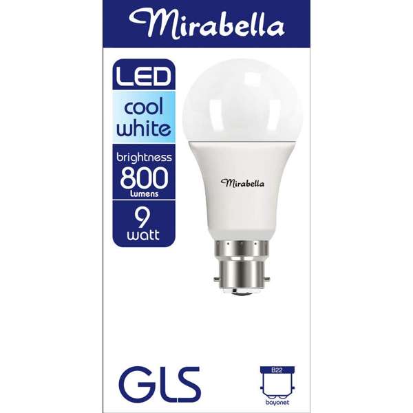 Mirabella LED GLS Globe 9W BC Cool White