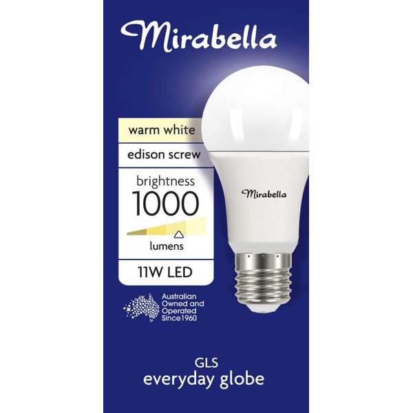 Mirabella 11W LED GLS Everyday Globe Edison Screw Warm White