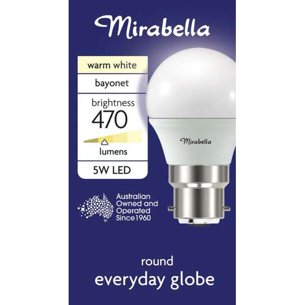 Mirabella LED Fancy Round Globe 5.5W BC Warm White