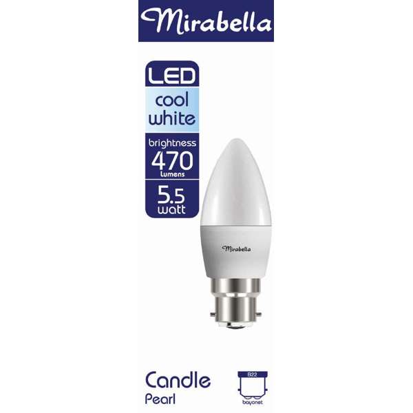 Mirabella LED Candle Globe 5.5W BC Cool White