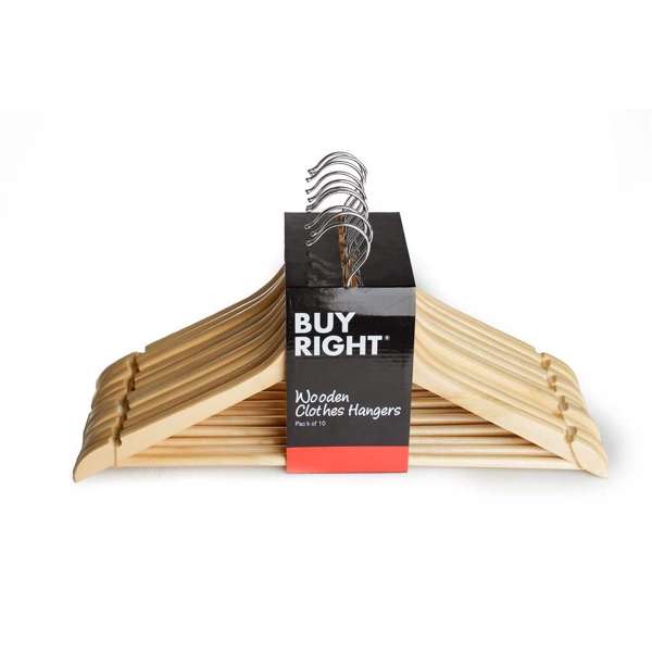 Buy Right Hanger Clothes Wooden - 10 Pack