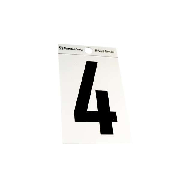 Sandleford 85mm Silver/Black Self Adhesive House Number 4