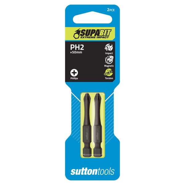 Sutton Tools Phillips Torsion Power Arc Impact Screwdriver Bit 2# 2 x 50