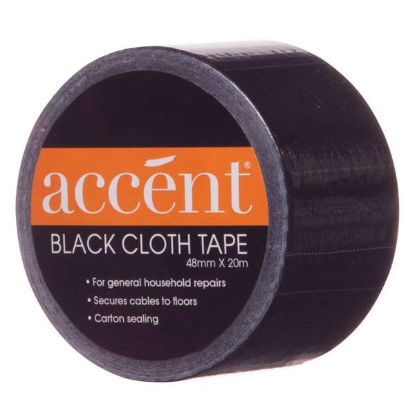 Accent Black Cloth Tape 48mm x 20m