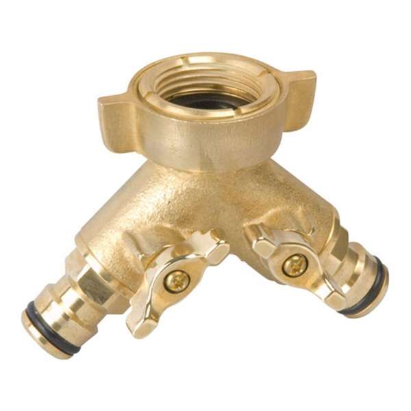 Neta Universal Click-On Twin Tap Outlet Brass 12mm