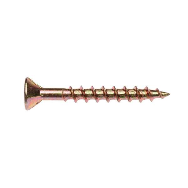 Zenith Chipboard Screw Philips Drive Gold Passivated 8G x 35mm - 500 Pack