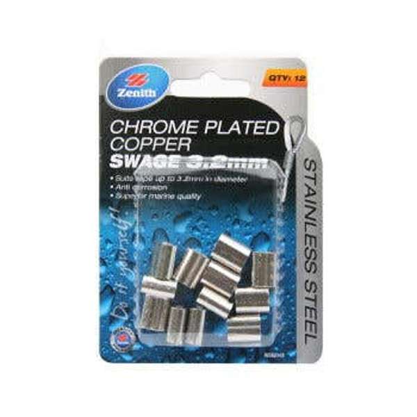 Zenith Swage Chrome Plated Copper Stainless Steel 3mm - 12 Pack