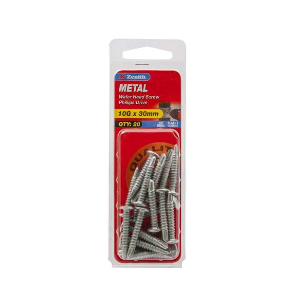 Zenith Wafer Head Metal Screw 10-16 x 30mm - 20 Pack