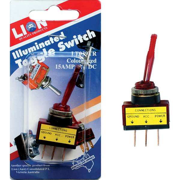 Lion Illuminated Toggle Switch Red