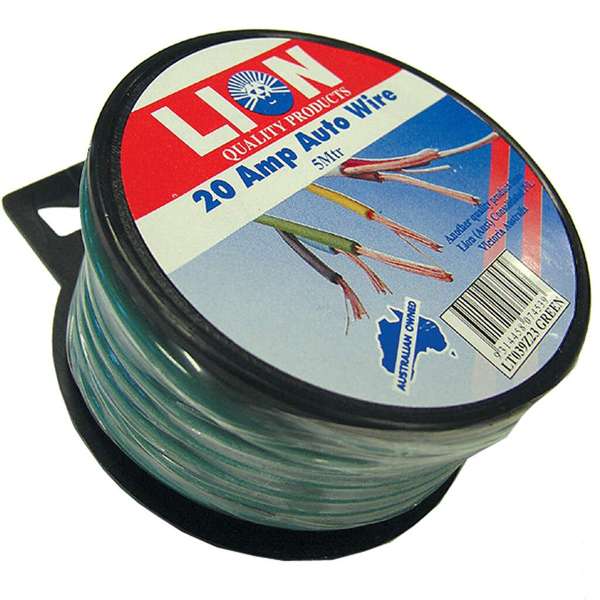 Lion 20 Amp Auto Cable Green 5m