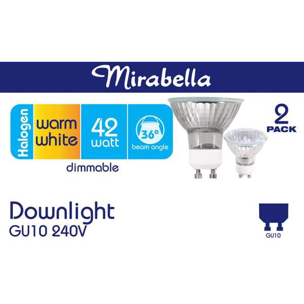 Mirabella Halogen Downlight Dimmable 42W Warm White - 2 Pack