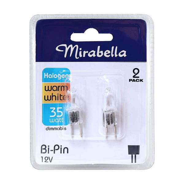 Mirabella Eco Halogen Bi-Pin Globe 35W Warm White - 2 Pack