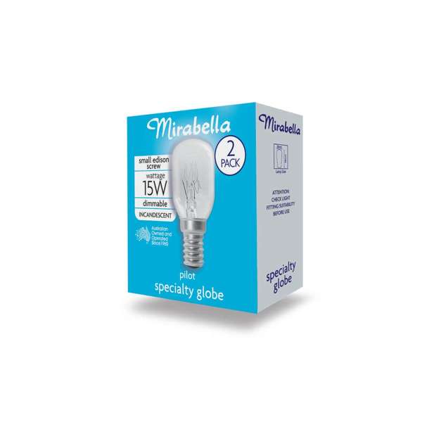 Mirabella Pilot Dimmable Globe 15W SES Clear - 2 Pack