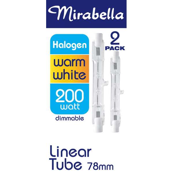 Mirabella Eco Halogen Linear globe 200W Warm White 78mm - 2 Pack