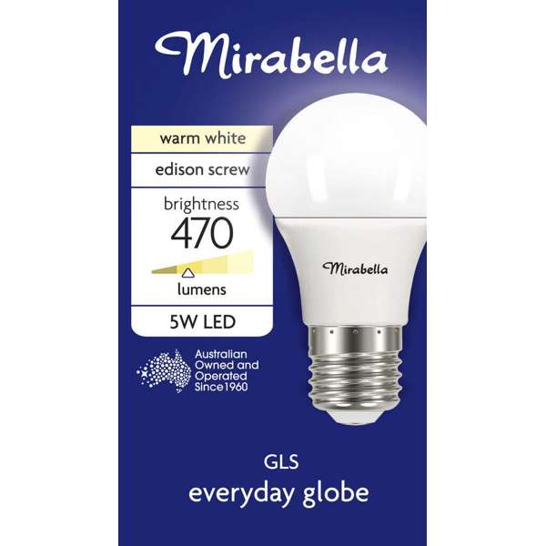 Mirabella 5W LED GLS Everyday Globe Edison Screw Warm White