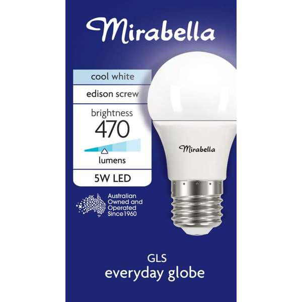 Mirabella LED GLS Globe Edison Screw Cool White 5W