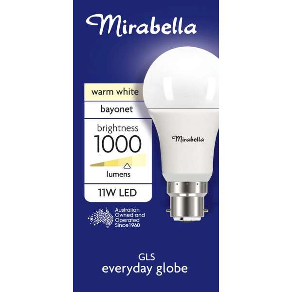 Mirabella 11W LED GLS Everyday Globe Bayonet Warm White