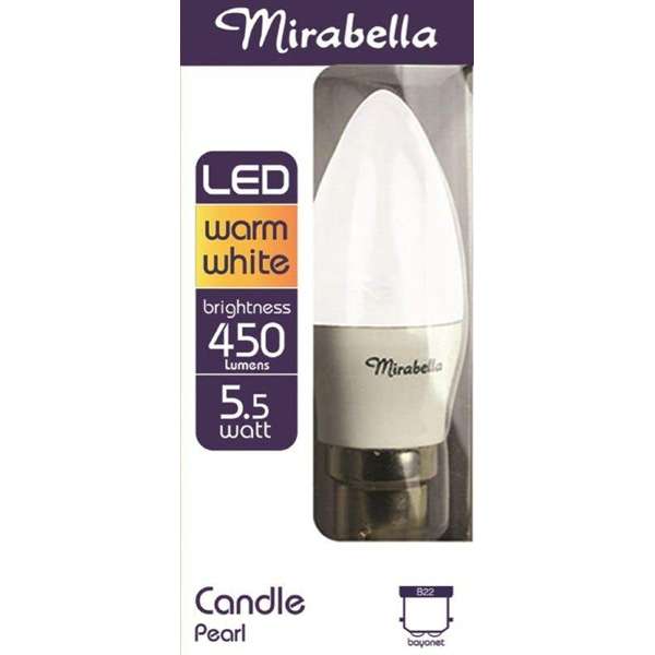 Mirabella LED Candle Globe 5.5W BC Warm White