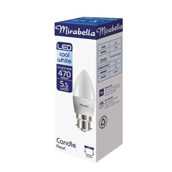 Mirabella LED Candle Globe 5.5W BC Warm White