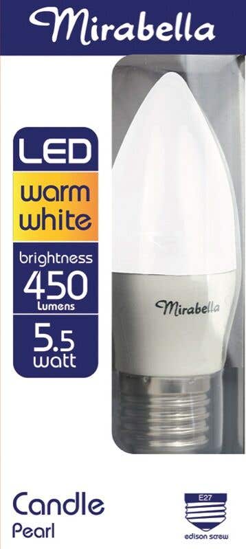 Mirabella LED Candle Globe ES Warm White 5.5W