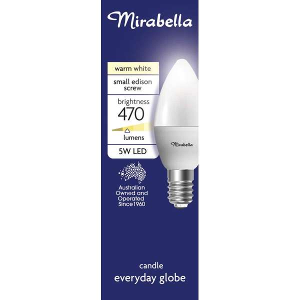 Mirabella LED Candle Globe 5.5W SES Warm White