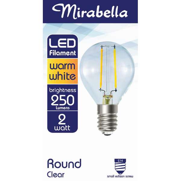 Mirabella LED Filament Globe 2W SES Warm White