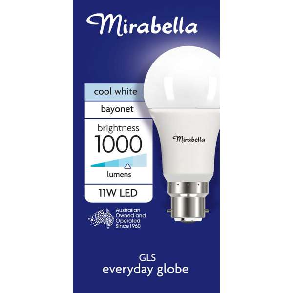 Mirabella 11W LED GLS Everyday Globe Bayonet Cool White