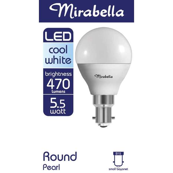 Mirabella LED Fancy Round Globe 5.5W SBC Cool White