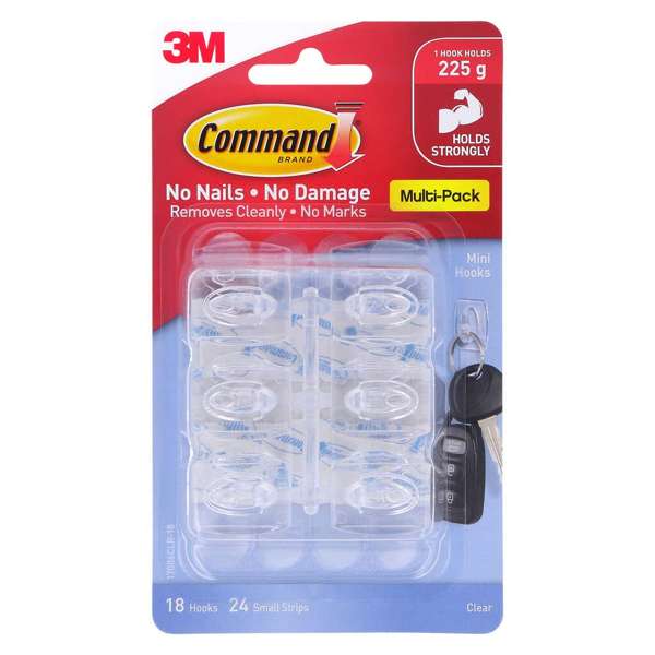 Command Mini Clear Hook - 18 Pack