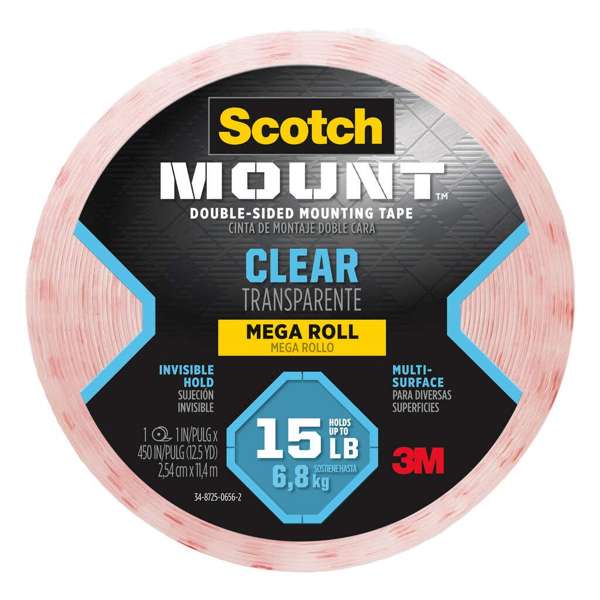 Scotch Mount Clear Double Sided Mounting Tape 25.4mm x 11.43m