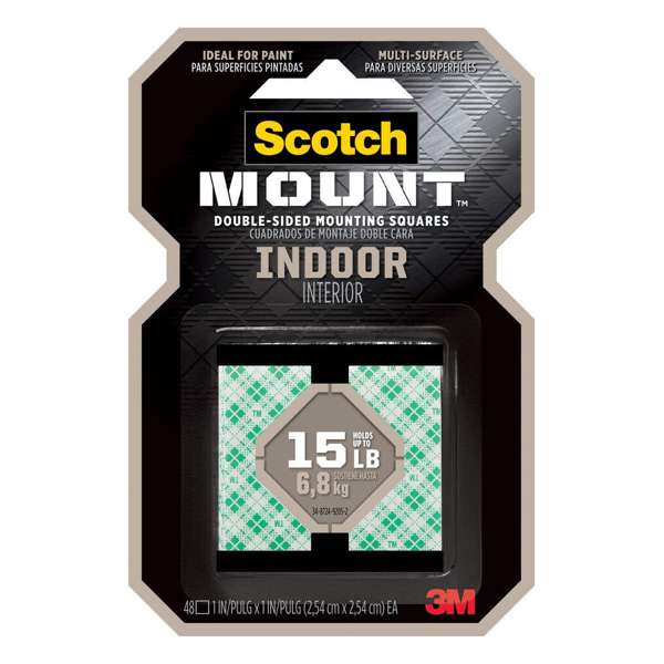 Scotch-Mount Indoor Double-Sided Mounting Squares 254mm x 254mm - 48 Pack