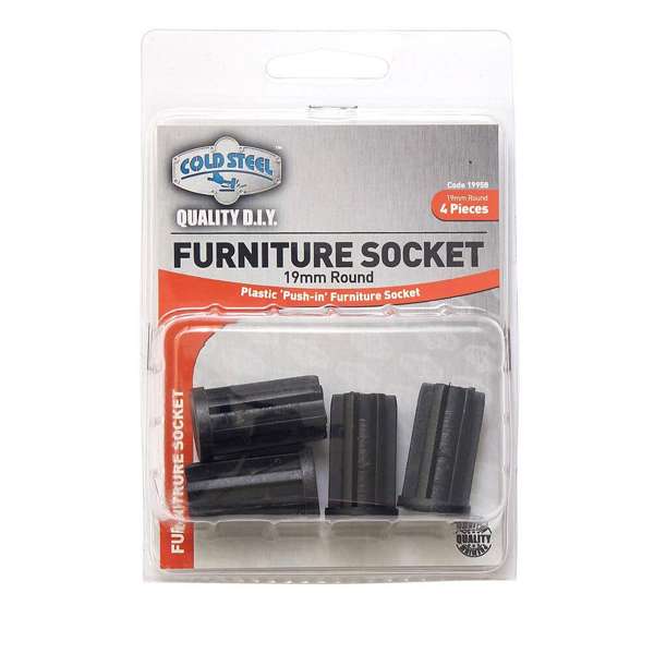 Cold Steel Furniture Socket Round 19mm - 4 Pack