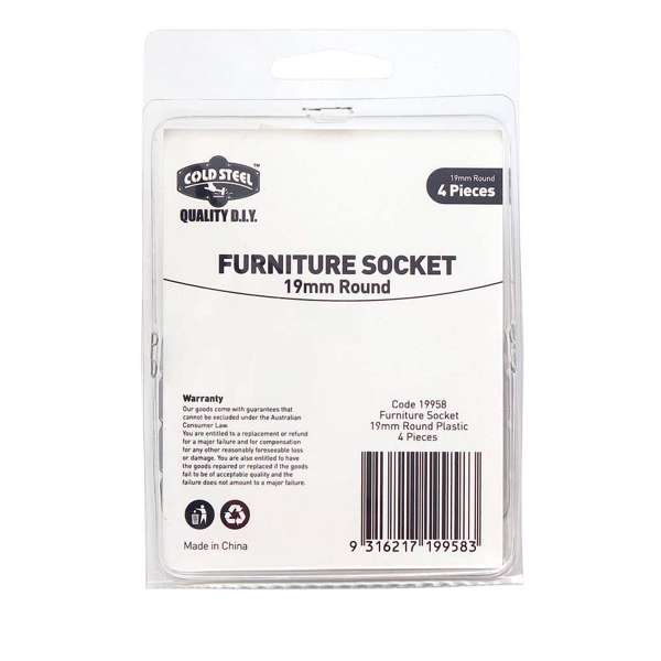 Cold Steel Furniture Socket Round 19mm - 4 Pack