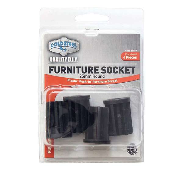 Cold Steel Furniture Socket Round 25mm - 4 Pack