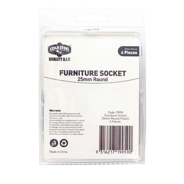 Cold Steel Furniture Socket Round 25mm - 4 Pack