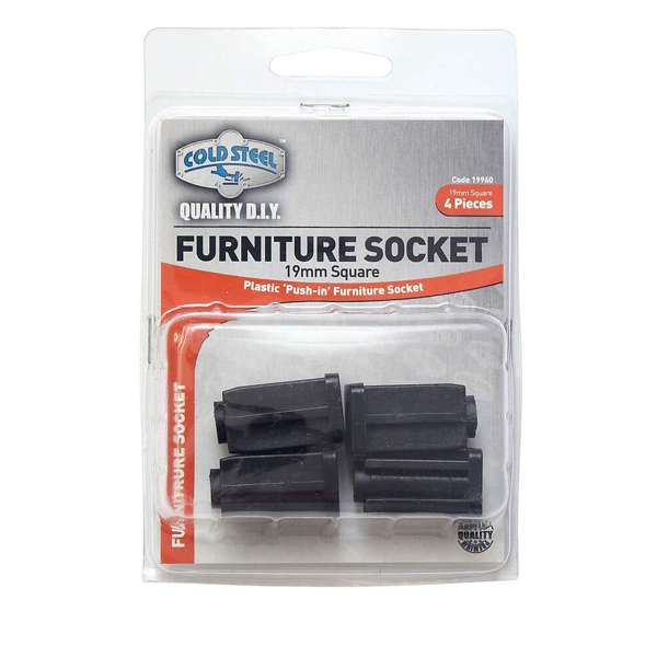 Cold Steel Furniture Socket Square 19mm - 4 Pack