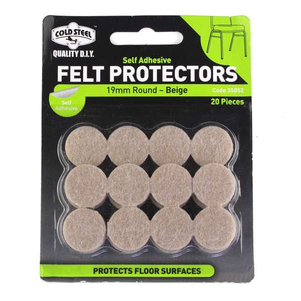 Cold Steel Felt Protectors Round Beige 19mm - Pack 20