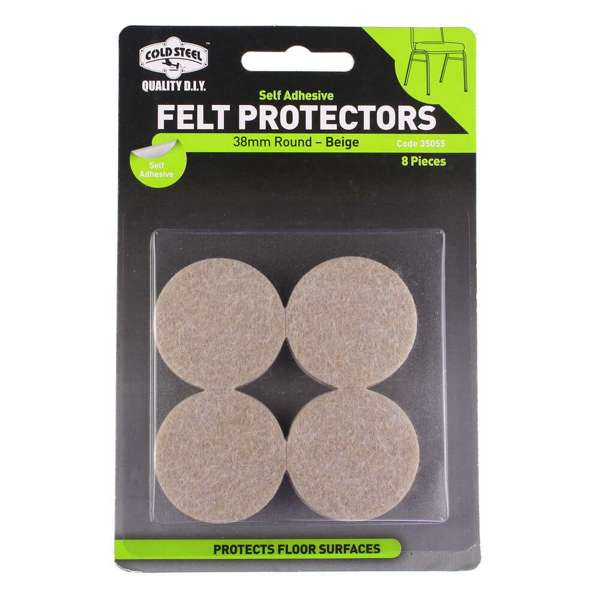 Cold Steel Felt Protectors Round Beige 38mm - 8 Pack