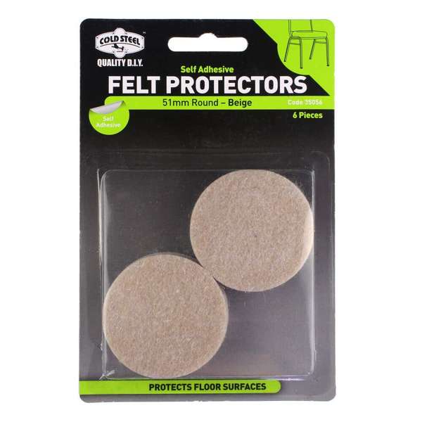 Cold Steel Felt Protectors Round Beige 51mm - 6 Pack