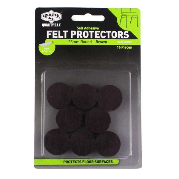 Cold Steel Felt Protectors Round Brown 25mm - 16 Pack