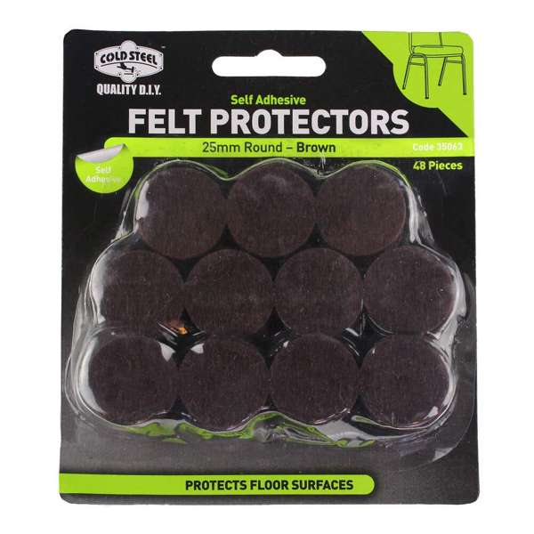 Cold Steel Felt Protectors Round Brown 25mm - 48 Pack