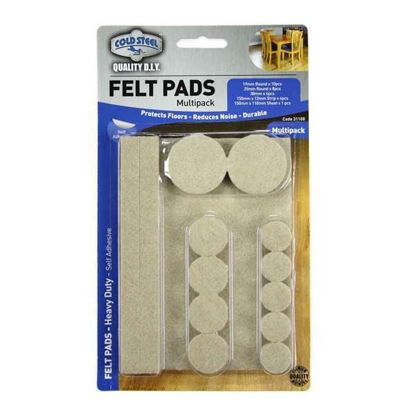 Cold Steel Heavy Duty Felt Pads Multipack Beige - 27 Pack