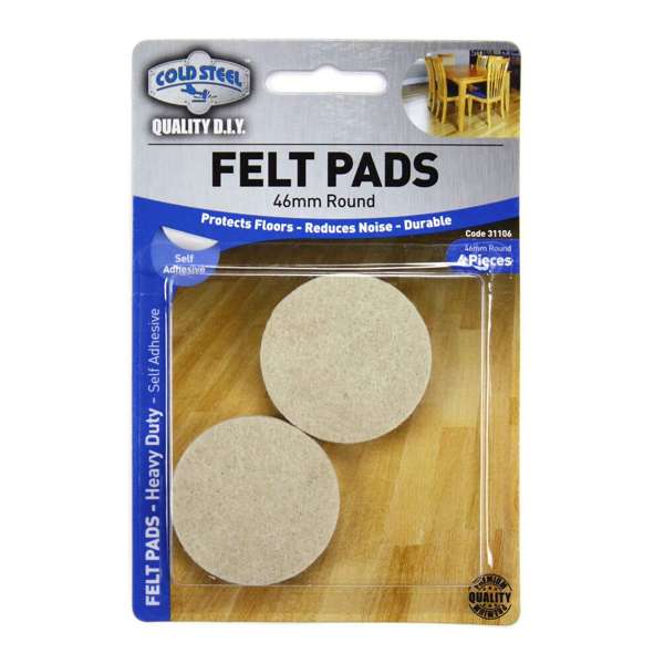 Cold Steel Felt Pads Round Heavy Duty Beige 46mm - 4 Pack