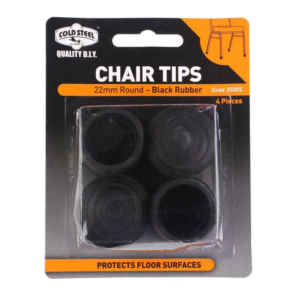 Cold Steel Chair Tips Round Black Rubber 22mm