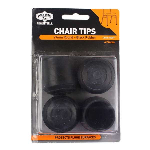 Cold Steel Chair Tips Round Black Rubber 29mm - 4 Pack