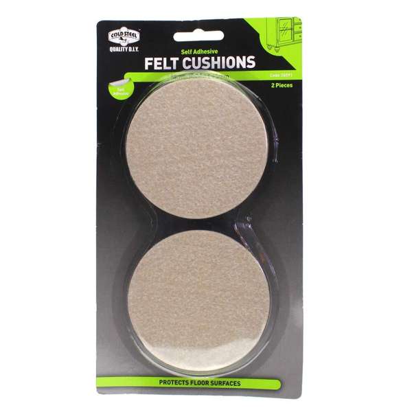 Cold Steel Felt Cushions Round Beige 89 x 15mm - 2 Pack