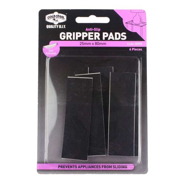 Cold Steel Gripper Pads Anti Slip Rubber Black 25 x 80mm - 6 Pack