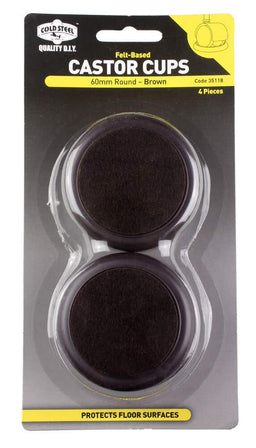 Cold Steel Castor Cups Felt Based Round 60mm - 4 Pack
