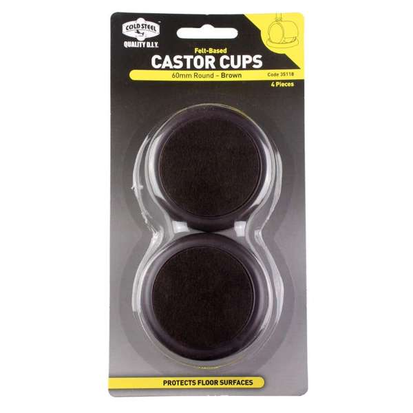 Cold Steel Castor Cups Felt Based Round 60mm - 4 Pack